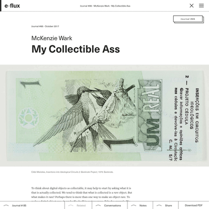 My Collectible Ass - Journal #85 October 2017 - e-flux
