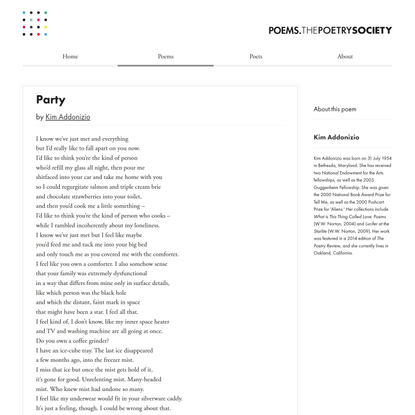 Party – The Poetry Society: Poems