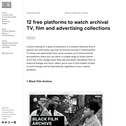 12 free platforms to watch archival TV, film and advertising…