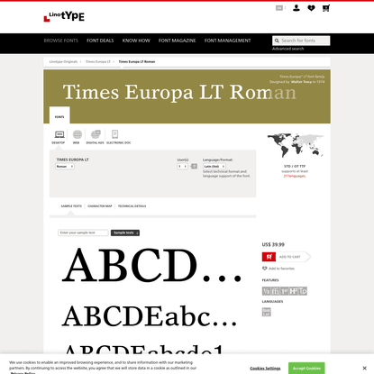 Times Europa® LT Roman Font - Licensing Options | Linotype.com