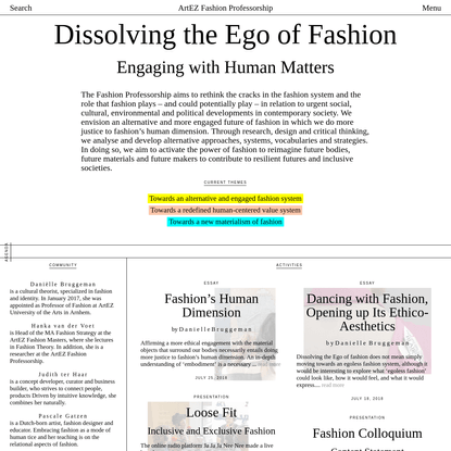 ArtEZ Fashion Professorship | Dissolving the Ego of Fashion
