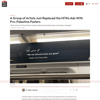 A Group of Artists Just Replaced the MTA’s Ads With Pro-Palestine Posters - Hell Gate