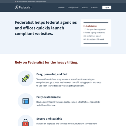 Federalist compliantly hosts federal government websites.