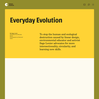 Everyday Evolution, Sage Lenier Op-Ed
