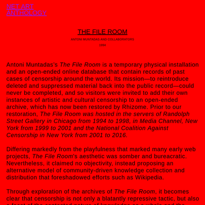 NET ART ANTHOLOGY: The File Room