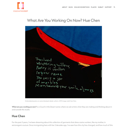 What Are You Working On Now? Hue Chen — Couch in the Desert