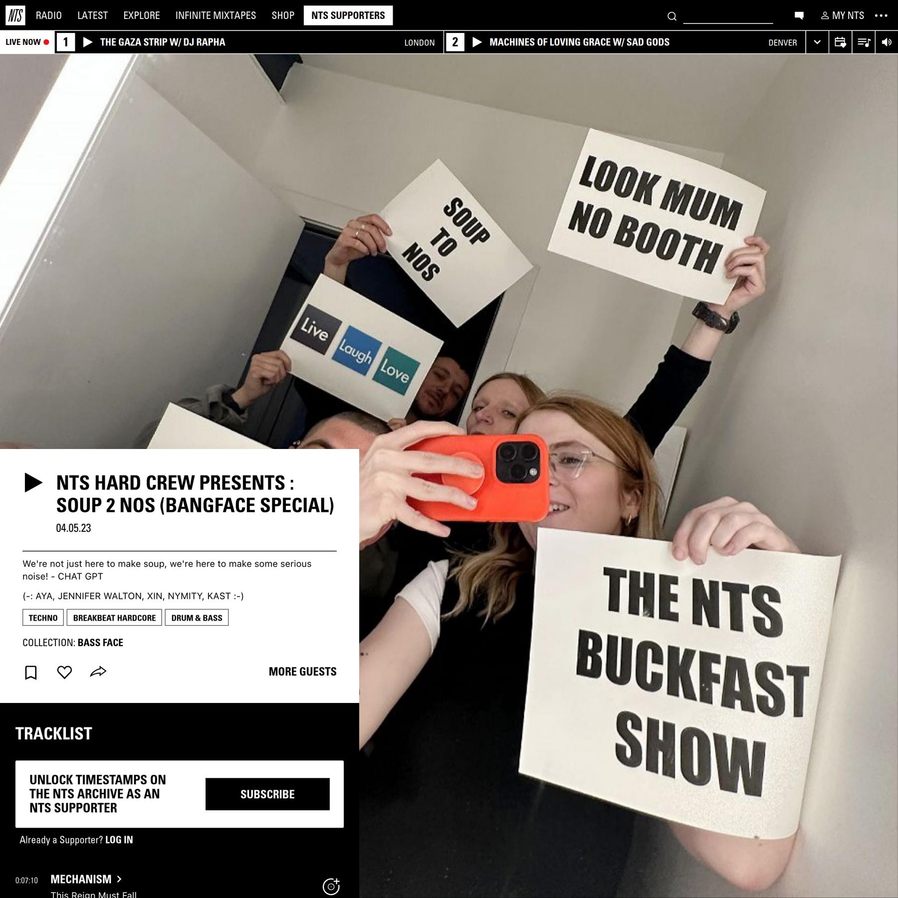 NTS HARD CREW PRESENTS : SOUP 2 NOS (BANGFACE SPECIAL) 4th May 2023