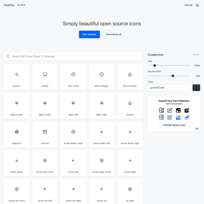Feather – Simply beautiful open source icons