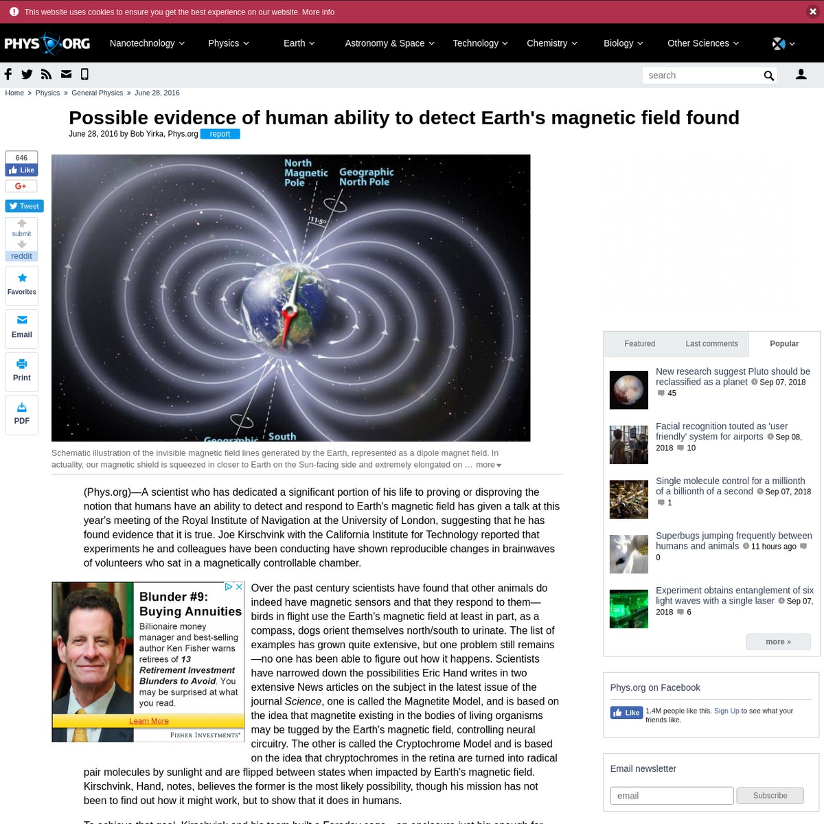 Possible evidence of human ability to detect Earth's field