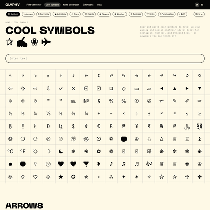 Cool Symbols ✰ ✍ ❀ ✈ (Copy & Paste 7K+ Symbols and Emojis) – Glyphy