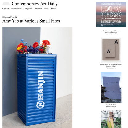 Amy Yao at Various Small Fires (Contemporary Art Daily)