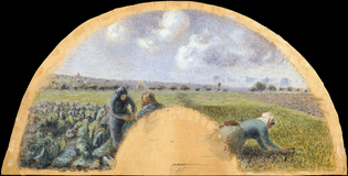 Camille Pissarro, Cabbage Gatherers Fan Mount