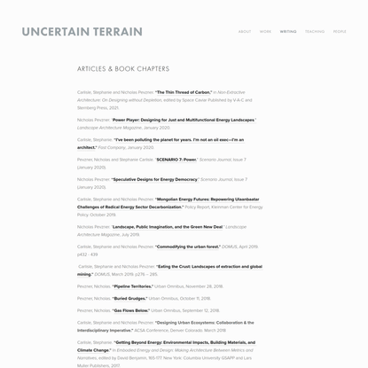 Writing — Uncertain Terrain