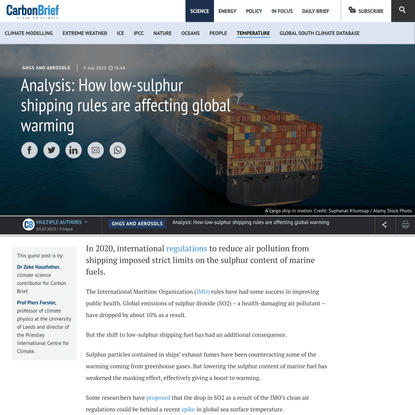 Analysis: How low-sulphur shipping rules are affecting global warming - Carbon Brief