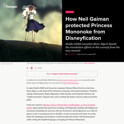 How Neil Gaiman protected Princess Mononoke from Disneyfication