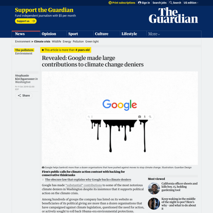 Revealed: Google made large contributions to climate change deniers