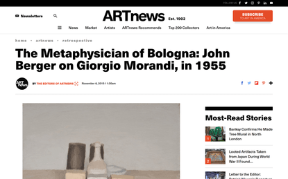 The Metaphysician of Bologna: John Berger on Giorgio Morandi, in 1955