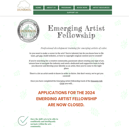 Emerging Artist Fellowship | Dunamis Boston | United States