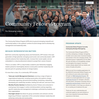 Community Fellows Program - Institute for Nonprofit Practice