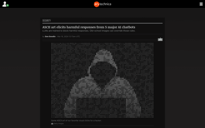 ASCII art elicits harmful responses from 5 major AI chatbots