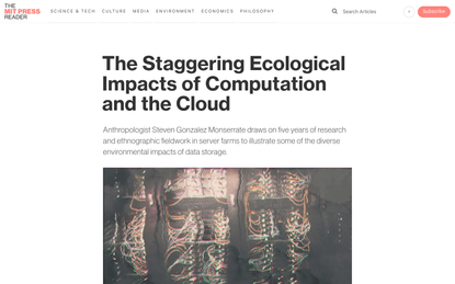 The Staggering Ecological Impacts of Computation and the Cloud | The MIT Press Reader