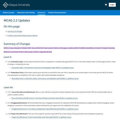 WCAG 2.2 Updates | Accessibility Resources and Code Examples