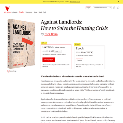 Against Landlords: How to Solve the Housing Crisis &verbar; Verso Books