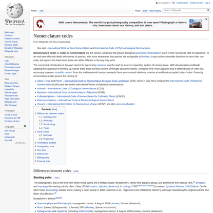 Nomenclature codes - Wikipedia