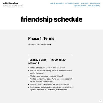 friendship schedule