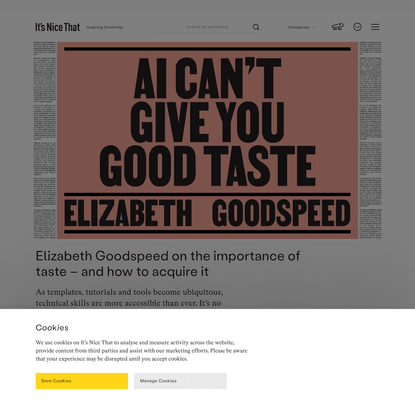 Elizabeth Goodspeed on the importance of taste - and how to acquire it