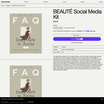 Beauté Social Media Kit Template | Studio Standard