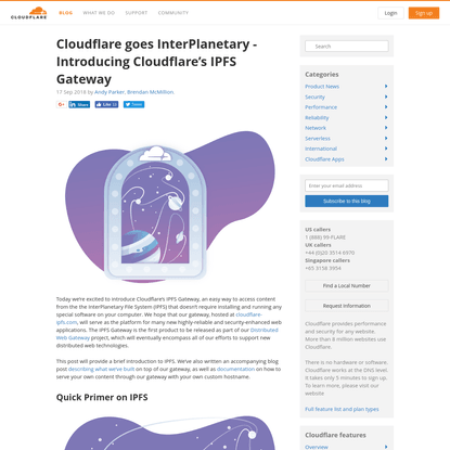 Cloudflare goes InterPlanetary - Introducing Cloudflare's IPFS Gateway