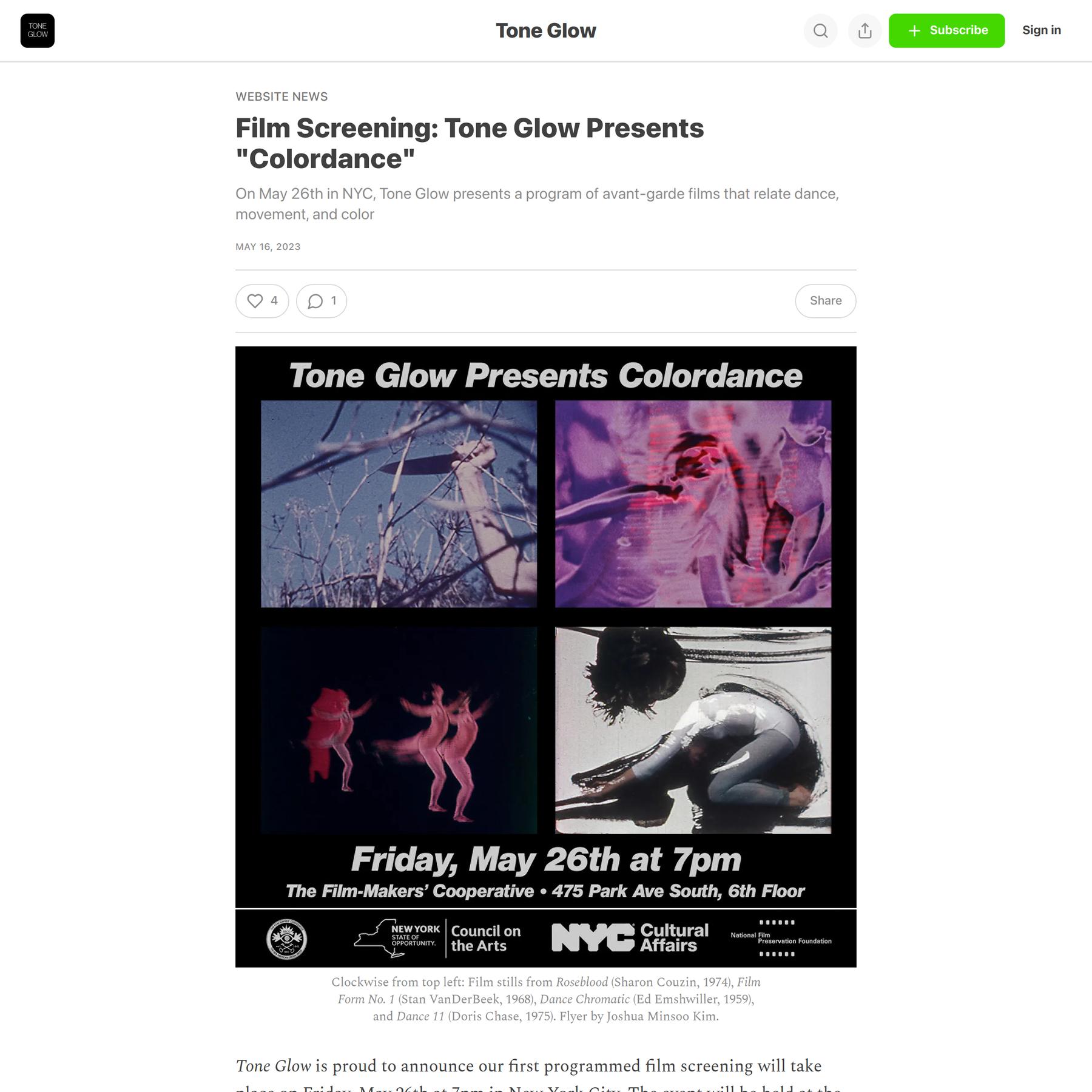 Film Screening: Tone Glow Presents Colordance