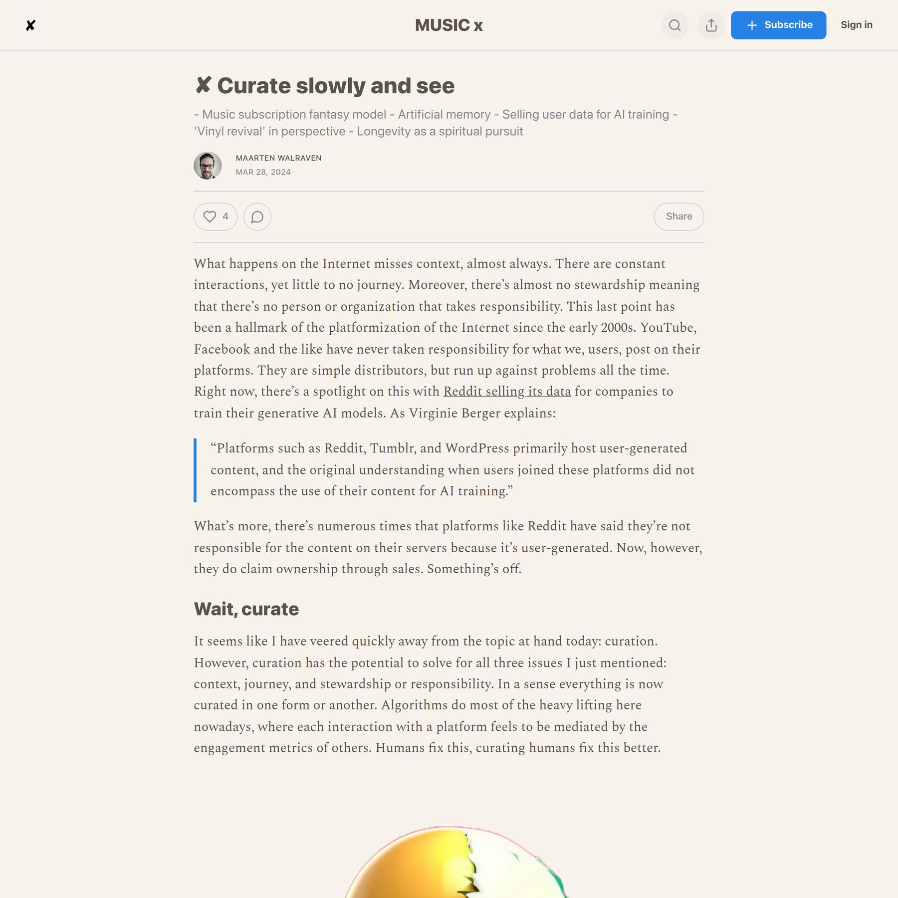 ✘ Curate slowly and see