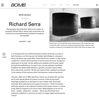 BOMB Magazine | Richard Serra