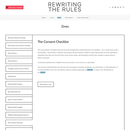 The Consent Checklist / Zines - Rewriting The Rules