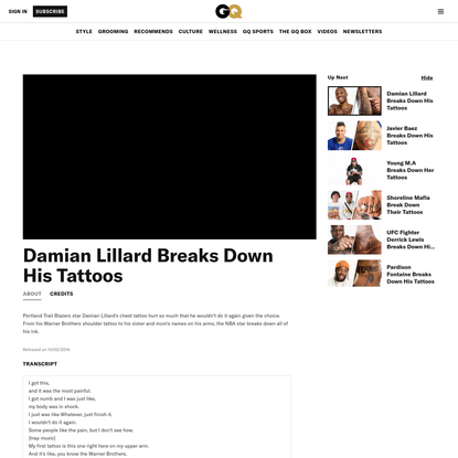 Damian Lillard Breaks Down His Tattoos