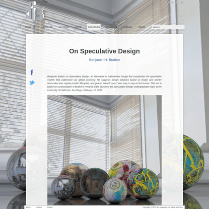 On Speculative Design | Benjamin H. Bratton «DIS Magazine