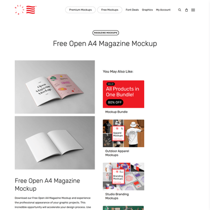 Free Open A4 Magazine Mockup — Mr.Mockup
