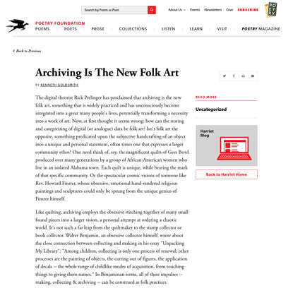 Archiving Is The New Folk Art by Kenneth Goldsmith