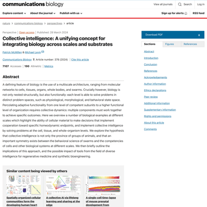 Collective intelligence: A unifying concept for integrating biology across scales and substrates | Communications Biology