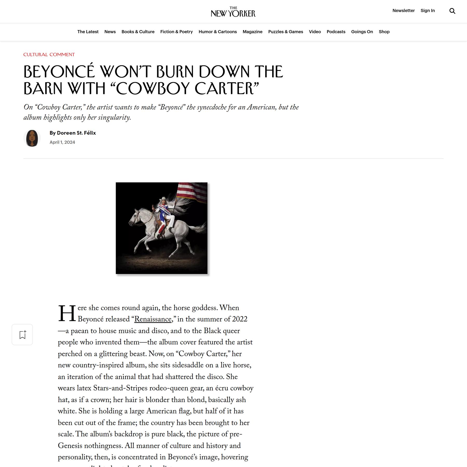 Beyoncé Won’t Burn Down the Barn with “Cowboy Carter” | The New Yorker