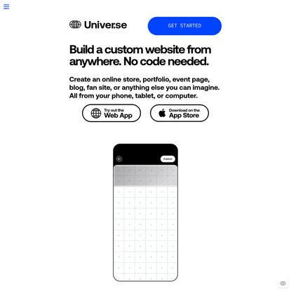 Design sites with no code | Universe Website Builder