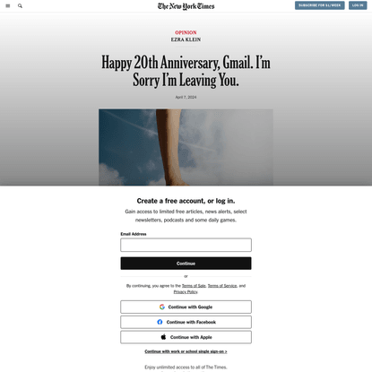 Opinion | Happy 20th Anniversary, Gmail. I’m Sorry I’m Leaving You.
