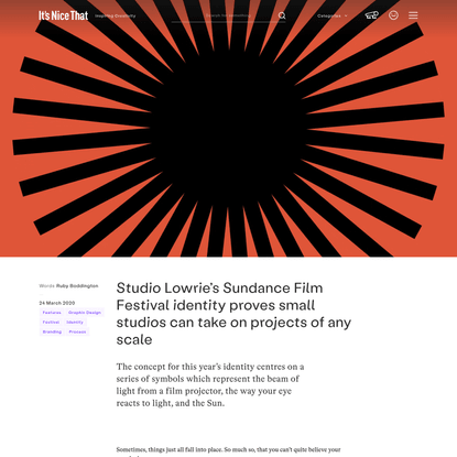 Studio Lowrie’s Sundance Film Festival identity proves small studios can take on projects of any scale