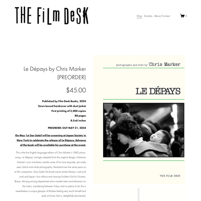 Le Dépays by Chris Marker (PREORDER) — Film Desk Books