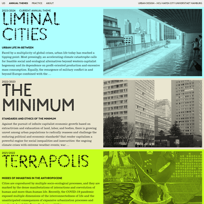 Annual Themes - Urban Design - HCU Hafen City Universitaet Hamburg