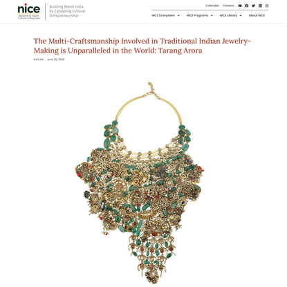 The Multi-Craftsmanship Involved in Traditional Indian Jewelry-Making is Unparalleled in the World: Tarang Arora - NICEorg