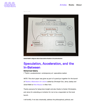 Speculation, Acceleration, and the In-Between by Mohammad Salemy