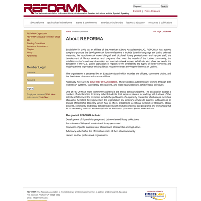 REFORMA: The National Association to Promote Library &amp; Information Services to Latinos and the Spanish Speaking
